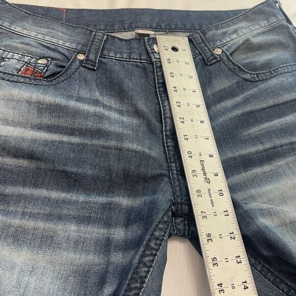 True Religion Men's Plaid Insert Big T Straight Stretch Denim Jeans Size 38 X 34 - Picture 7 of 11